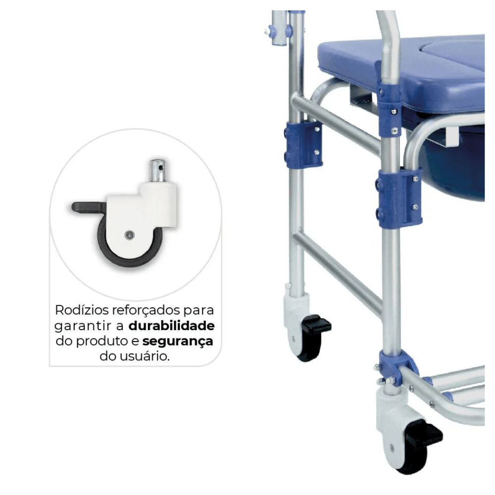 Cadeira de Banho em Alumínio D60 Dellamed | Leve e Resistente | Segurança e Conforto
